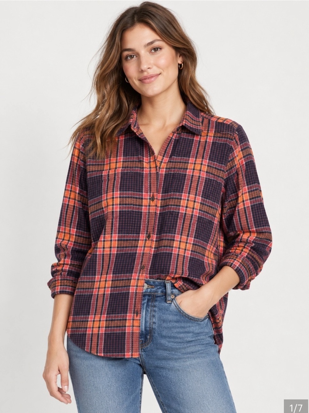 Madewell Flannel Classic Ex-Boyfriend shirt Edith Plaid Size M